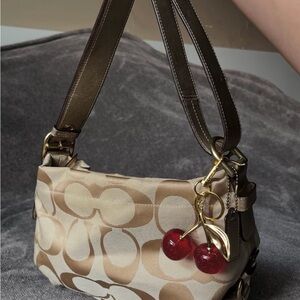 Coach Tan and Cream Shoulder Bag